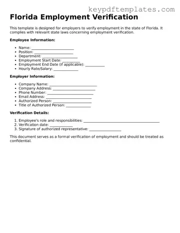 Legal Employment Verification Document for the State of Florida