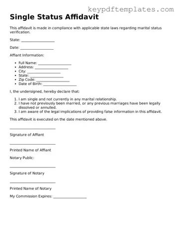 Printable Single Status Affidavit Template
