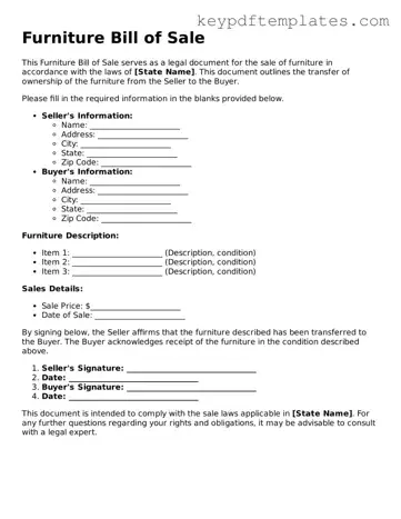 Printable Furniture Bill of Sale Template