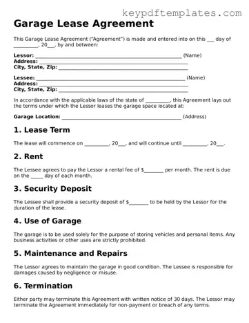 Printable Garage Lease Agreement Template