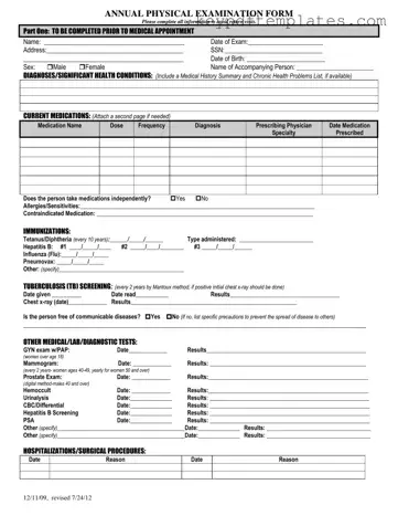 Get Annual Physical Examination Form