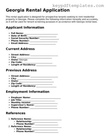 Legal Rental Application Document for the State of Georgia
