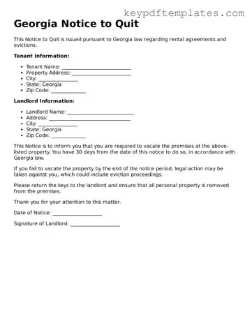Legal Notice to Quit Document for the State of Georgia