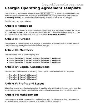 Legal Operating Agreement Document for the State of Georgia