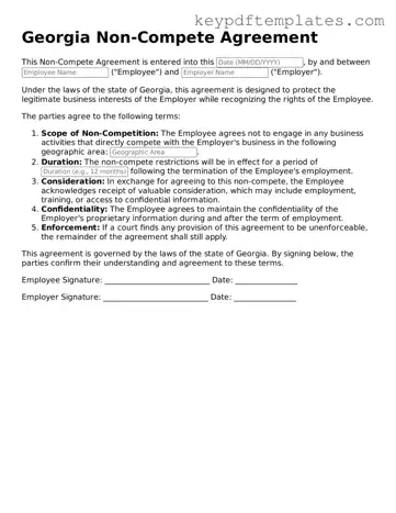 Legal Non-compete Agreement Document for the State of Georgia