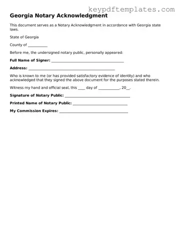 Legal Notary Acknowledgement Document for the State of Georgia