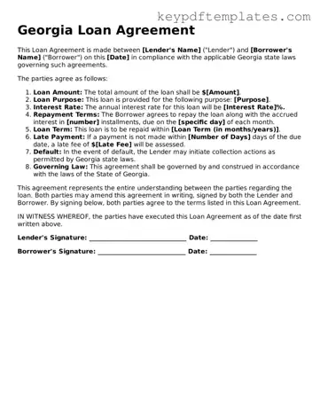 Legal Loan Agreement Document for the State of Georgia