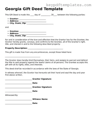 Legal Gift Deed Document for the State of Georgia