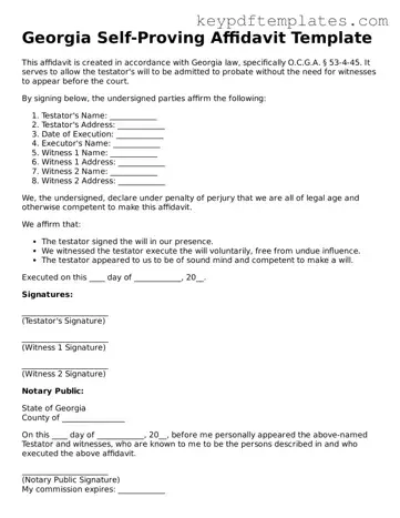 Legal Self-Proving Affidavit Document for the State of Georgia
