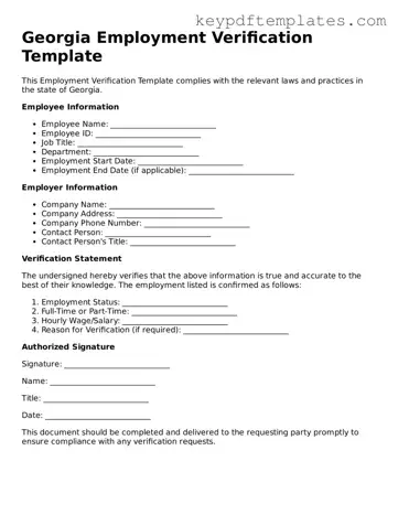 Legal Employment Verification Document for the State of Georgia