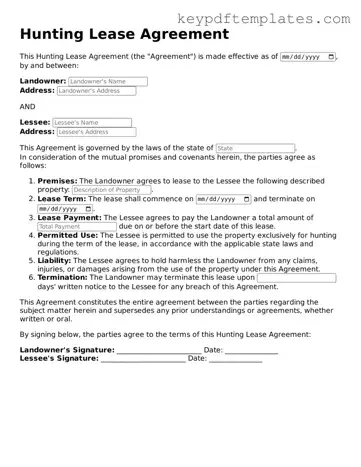 Printable Hunting Lease Agreement Template