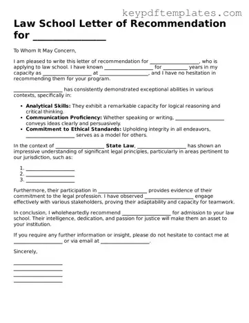 Printable Law School Letter of Recommendation Template