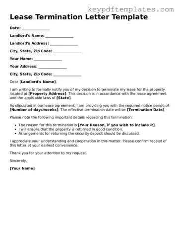 Printable Lease Termination Letter Template