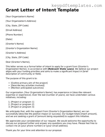 Printable Grant Letter of Intent Template