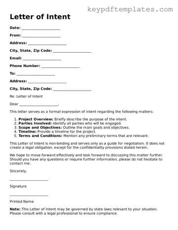 Printable Letter of Intent Template