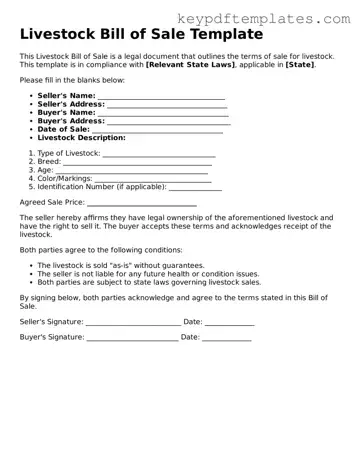 Printable Livestock Bill of Sale Template