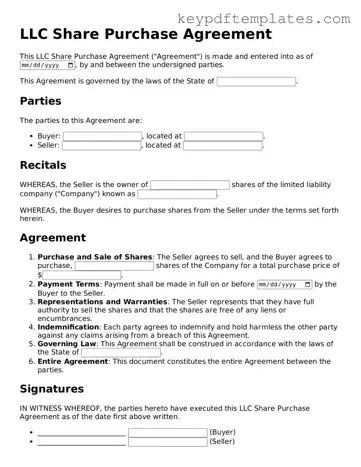 Printable LLC Share Purchase Agreement Template