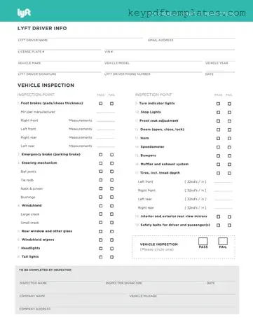 Get Lyft Inspection Form
