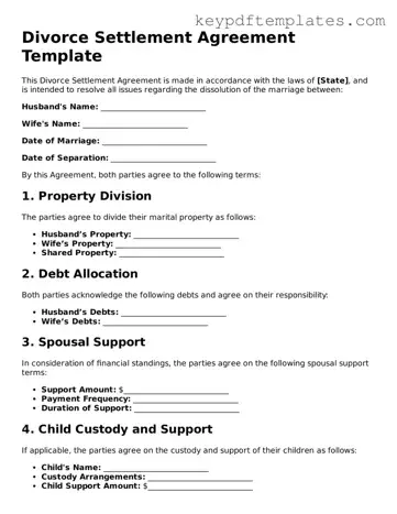 Printable Divorce Settlement Agreement Template