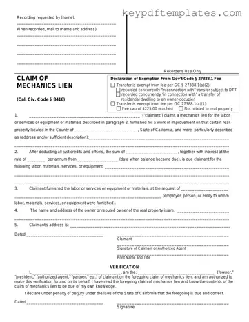 Get Mechanics Lien California Form