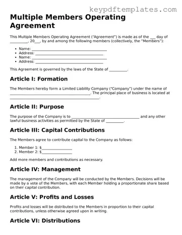 Printable Multiple Members Operating Agreement Template