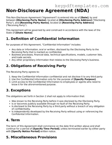 Printable Non-disclosure Agreement Template