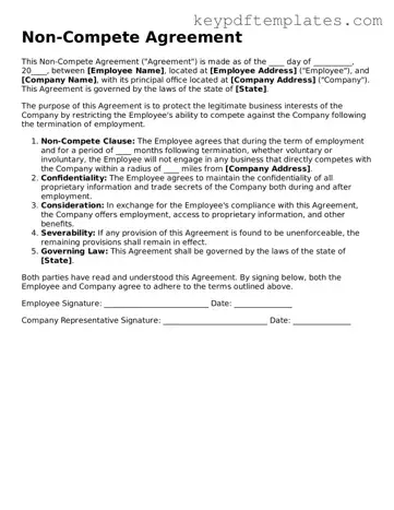 Printable Non-compete Agreement Template