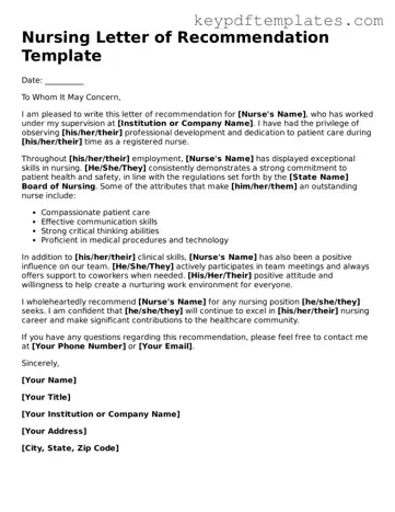 Printable Nursing Letter of Recommendation Template
