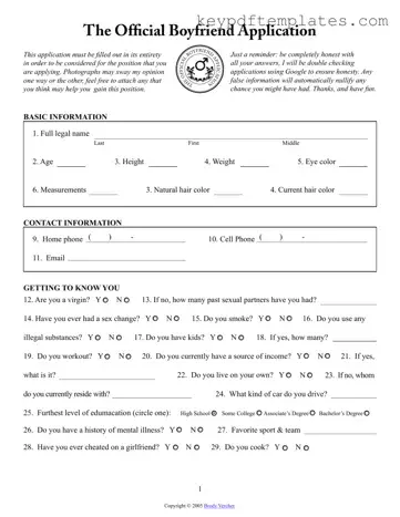 Get Boyfriend application form Form