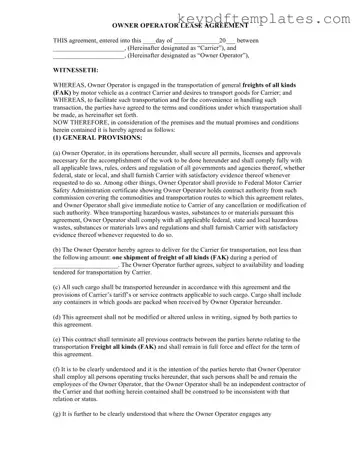 Get Owner Operator Lease Agreement Form