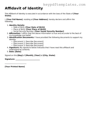 Printable Affidavit of Identity Template