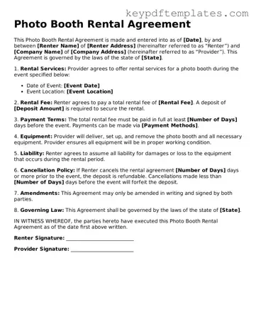 Printable Photo Booth Rental Agreement Template