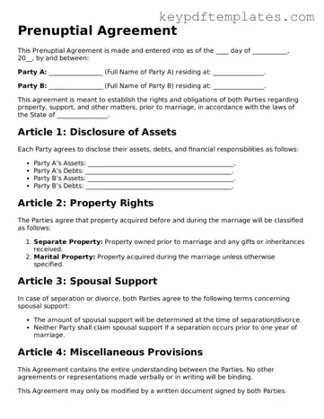 Printable Prenuptial Agreement Template