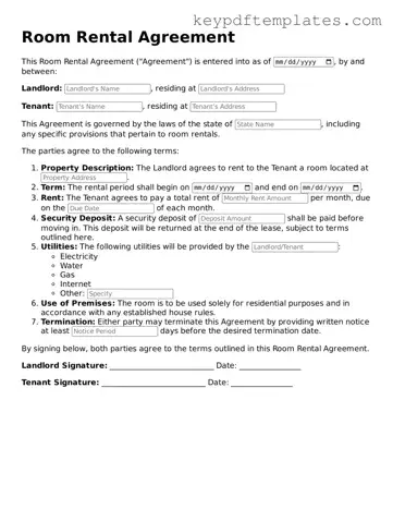 Printable Room Rental Agreement Template