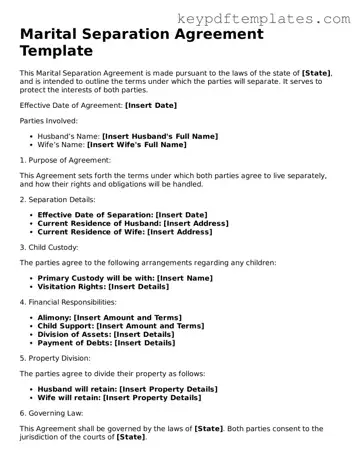 Printable Marital Separation Agreement Template