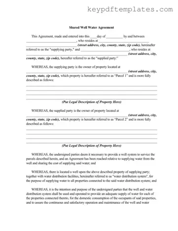 Get Shared Well Agreement Form