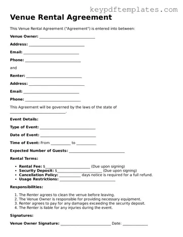 Printable Venue Rental Agreement Template