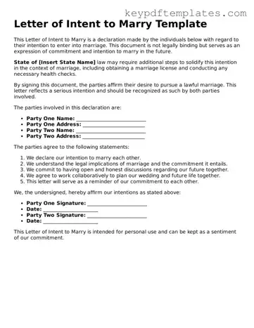 Printable Letter of Intent to Marry Template