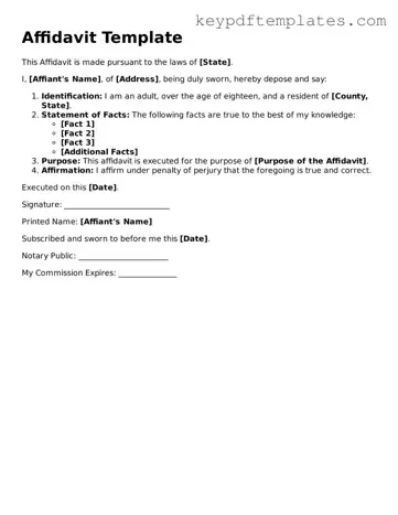 Printable Affidavit Template