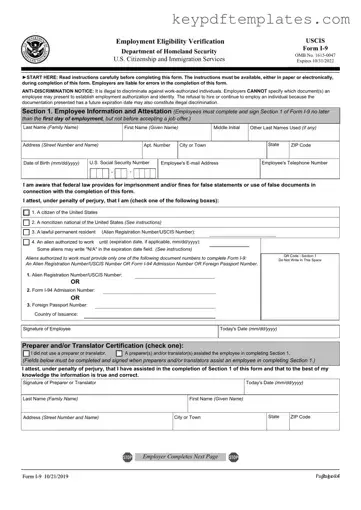 Get USCIS I-9 Form