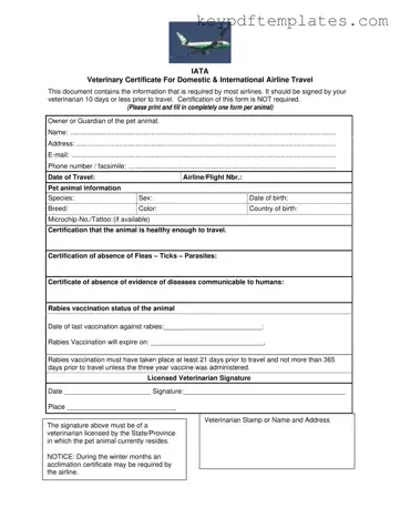 Get Veterinary Certificate Travel Form