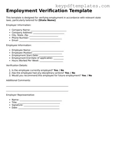 Printable Employment Verification Template