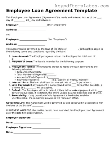 Printable Employee Loan Agreement Template