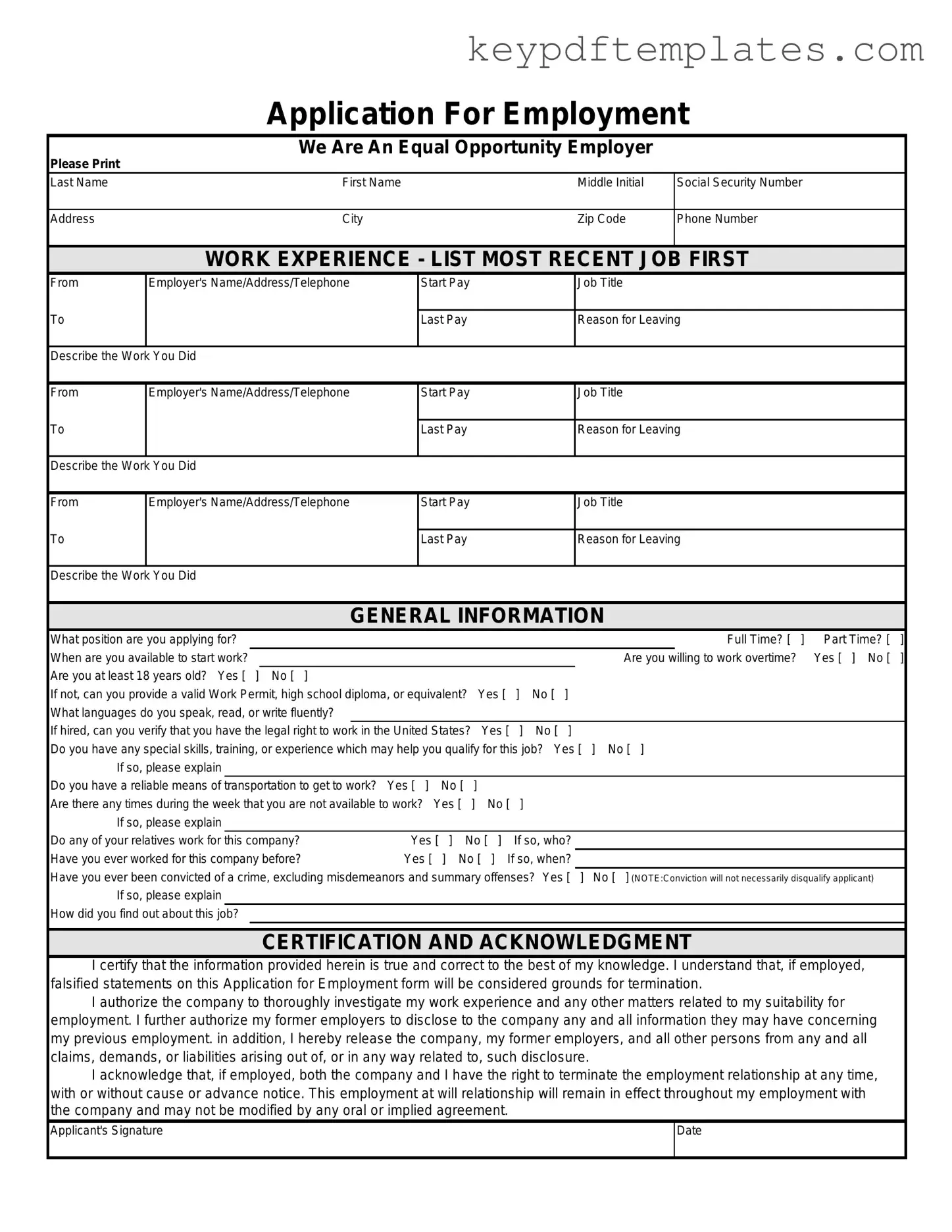 Get Spanish Application Employment Form