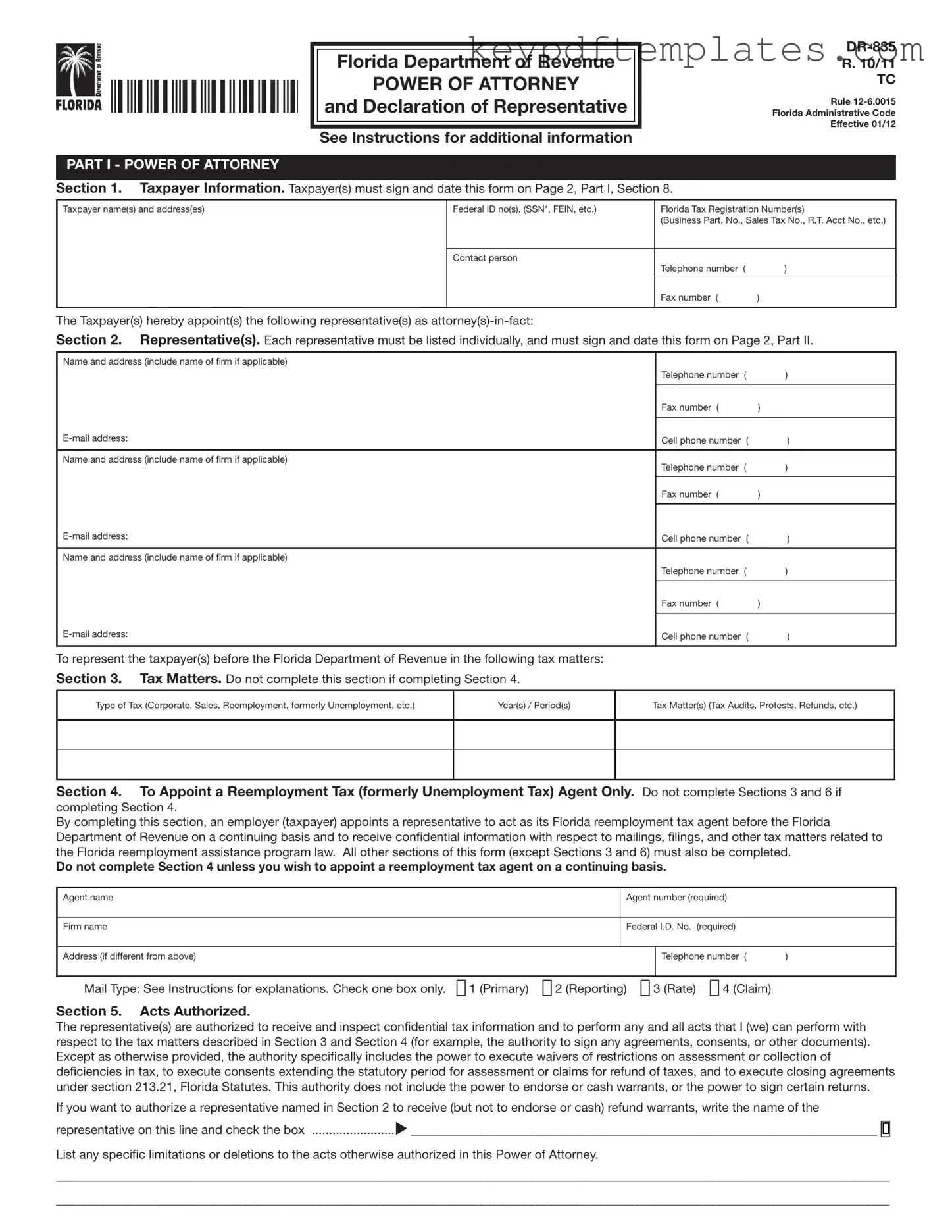 Get Tax POA dr 835 Form