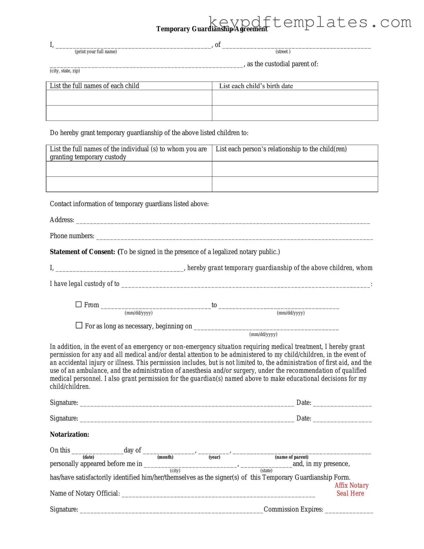 Get Temporary Custody Form