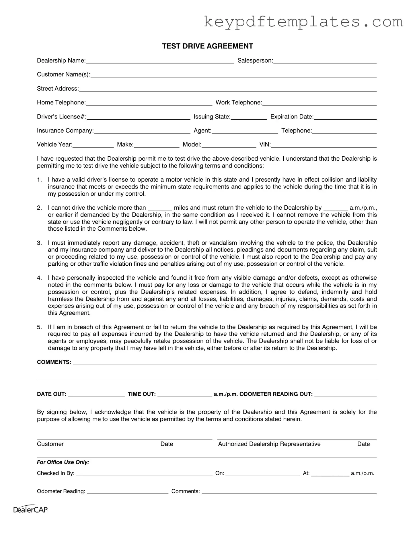 Get Test Drive Form