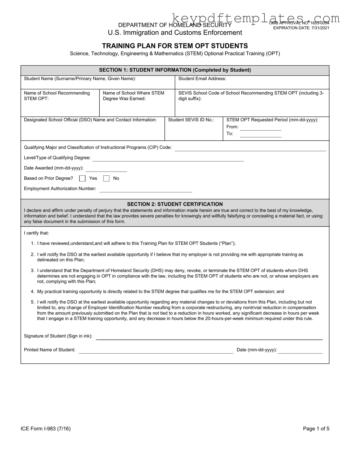 Get ICE I-983 Form