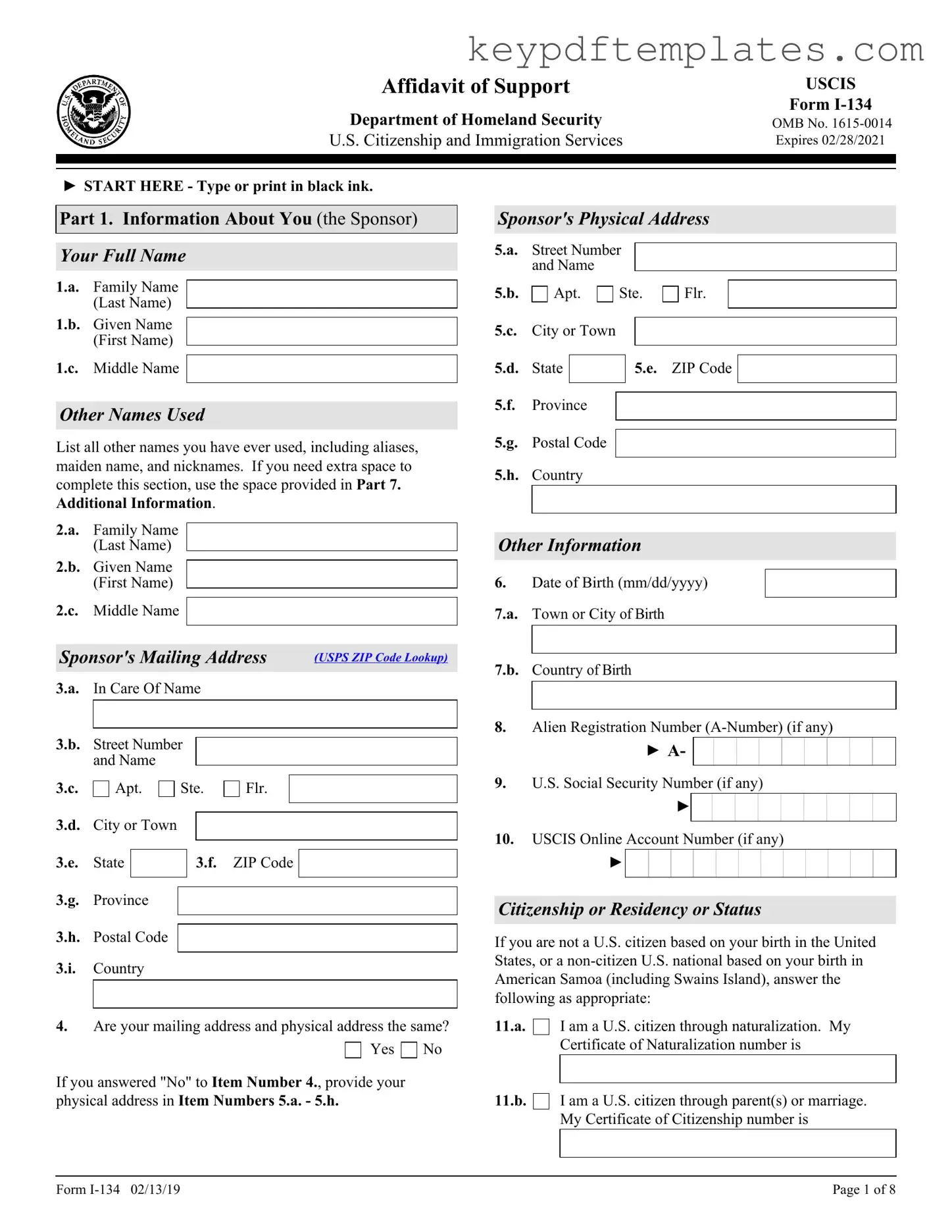 Get USCIS I-134 Form