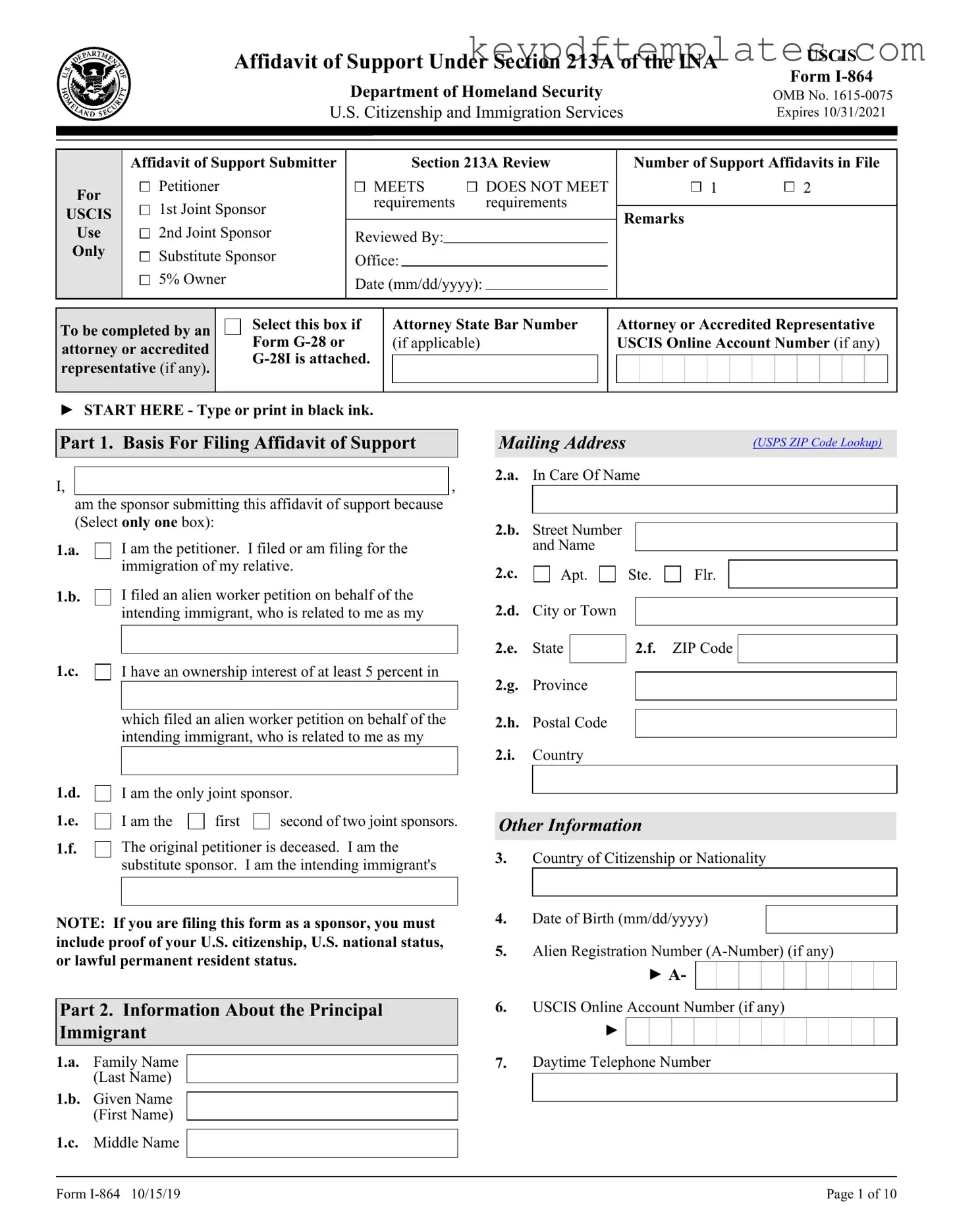 Get USCIS I-864 Form